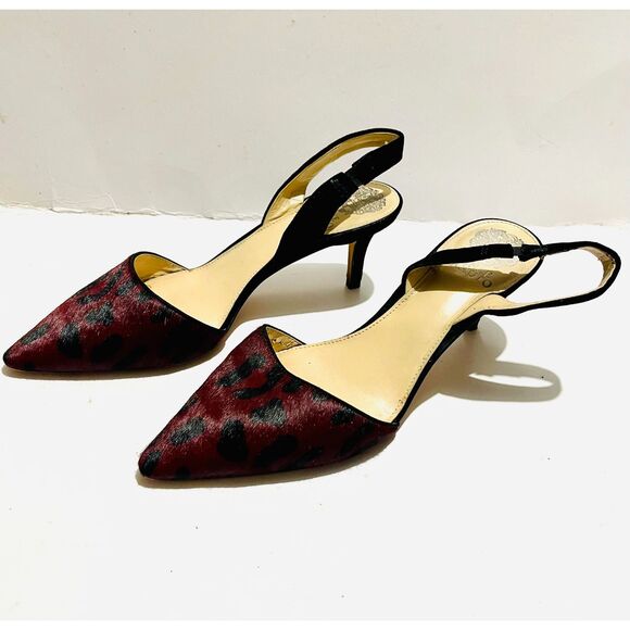Vince Camuto Shoes - Vince Camuto Kolissa heel slingback pumps shoes animal calf hair red women 9.5